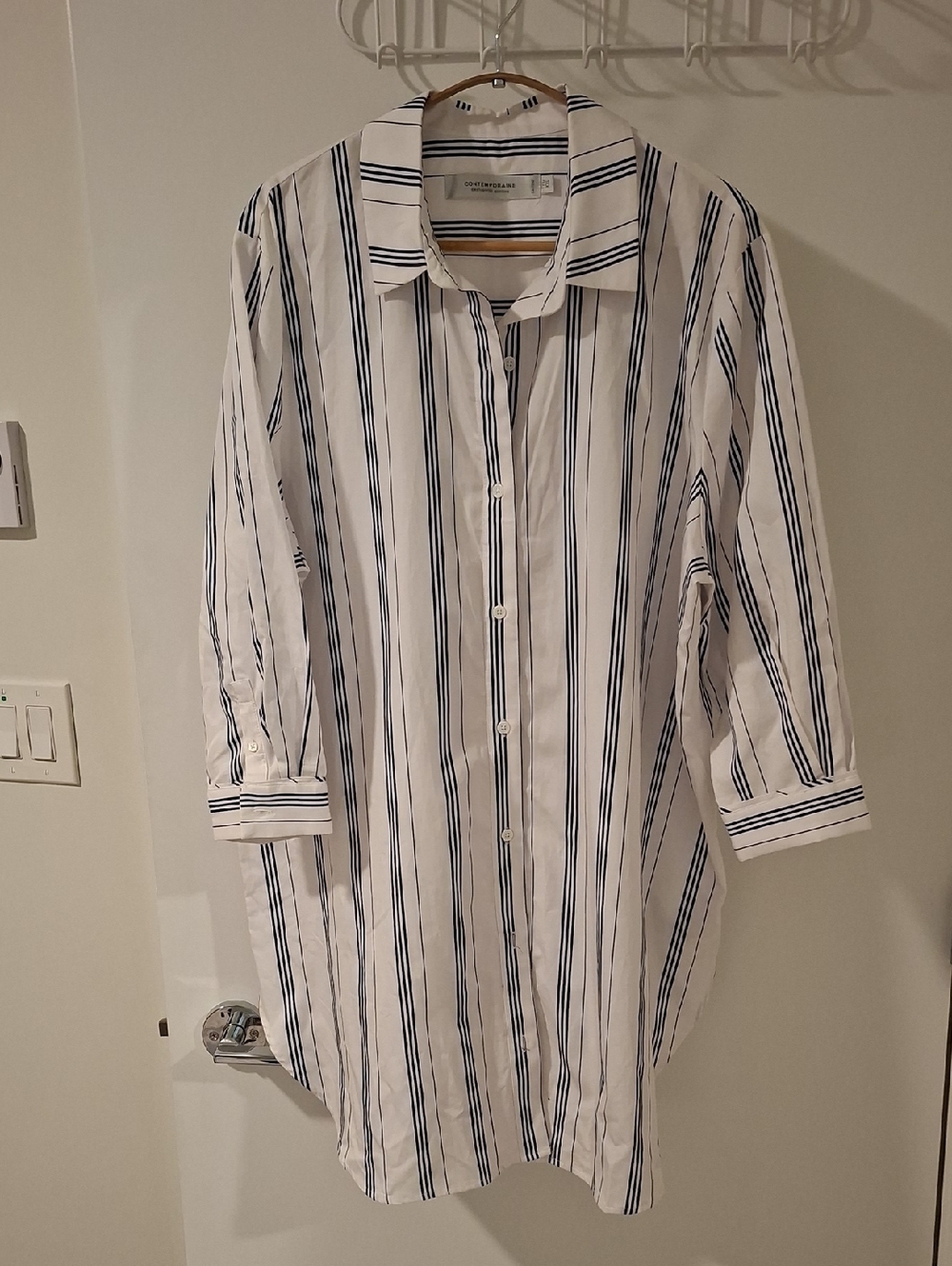 Contemporaine (Simons) 100% Cotton Classic White & Blue Stripe Tunic Top (XXL)